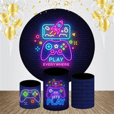 Kreis Ziegel Wand Neon Spiele Geburtstag Hintergrund Bausatz